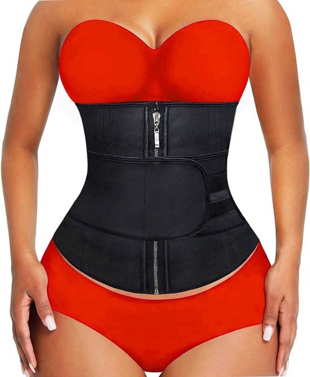 Latex Tailletrainer Korset voor Vrouwen - 26 cm Kort Ontwerp met Steun voor Houding en Zandloper Vorm - Antislip en Verstelbaar voor Fitness, Yoga en Sport