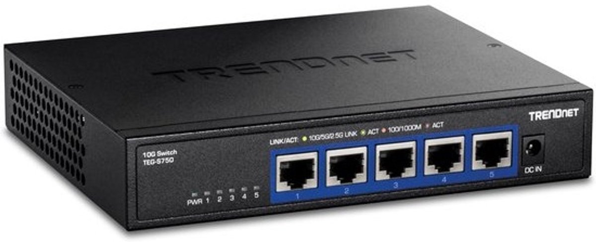 5-poorts 10G-schakelaar met 100 Gbps schakelcapaciteit - Ondersteunt 2.5G/5G-BASE-T-verbindingen