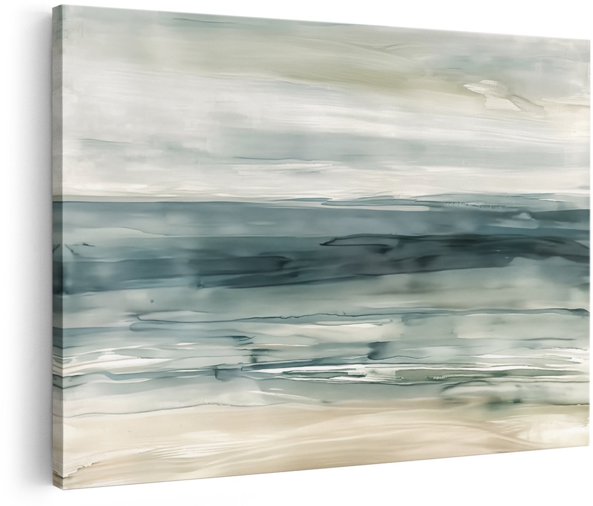 Artaza Canvas Schilderij Abstract Kunstwerk van de Oceaan - 150x100 cm - Groot - Wanddecoratie Woonkamer - Schilderijen - Muurdecoratie