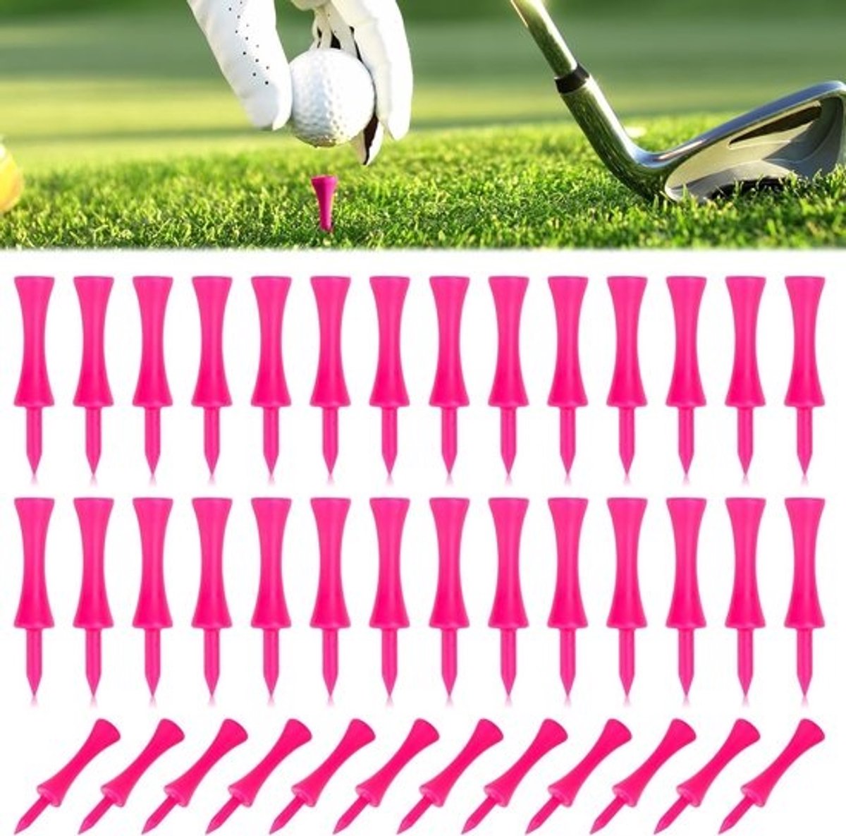 Set van 60 Duurzame Kunststof Golf Tees 57mm voor Driver en Training