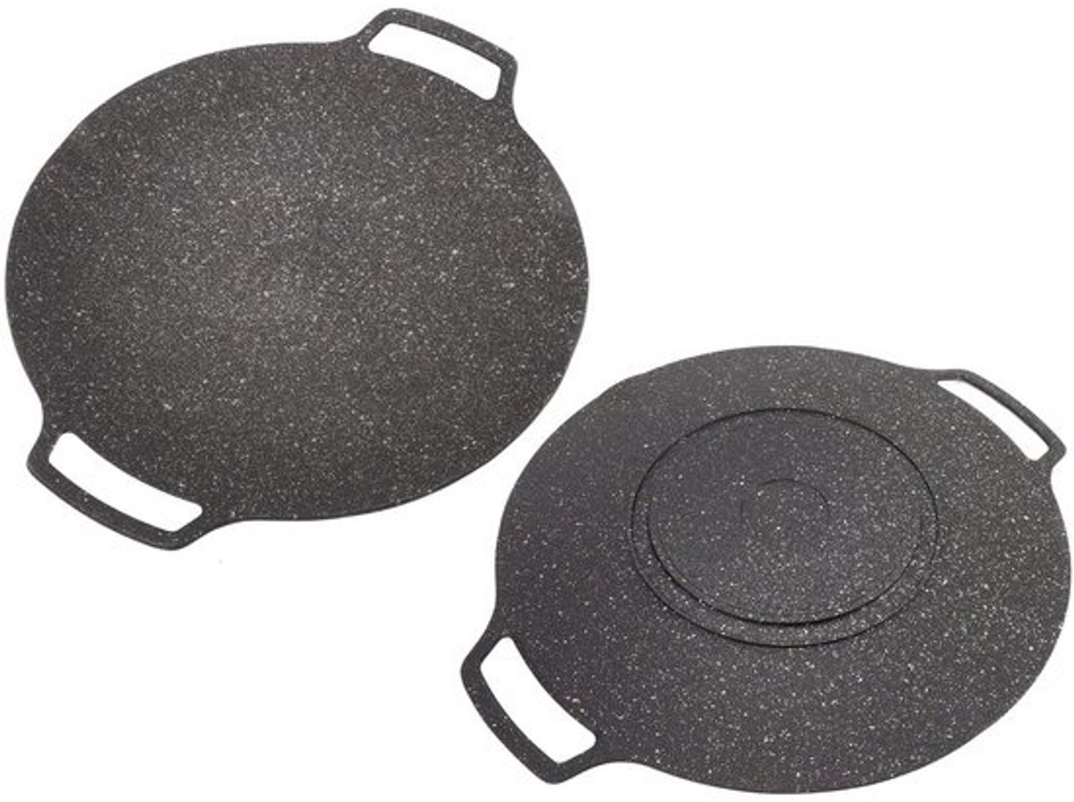 Vt products - Koreaanse grillplaat - Grillpan - Draagbaar en multifunctioneel - 30 cm - Anti-aanbaklaag - Perfect voor outdoor en camping - Geschikt v