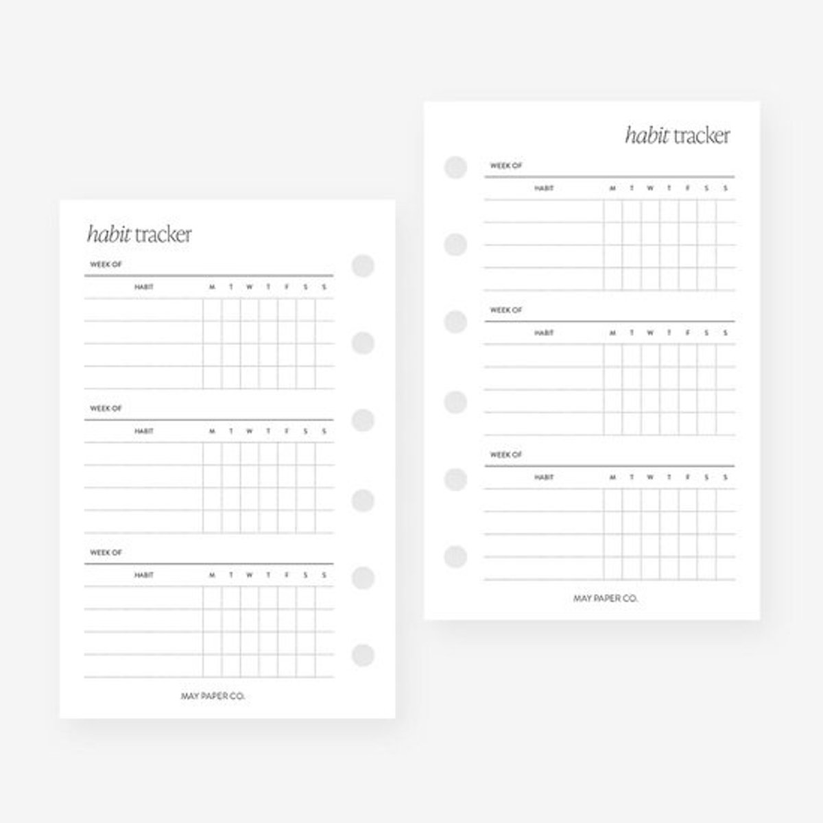 Wekelijkse Gewoonte Tracker Agenda Navulling Zakformaat 6-Ringen Wit