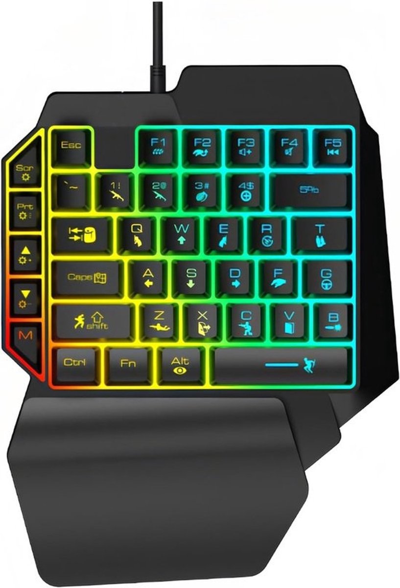 Ergonomisch gamingtoetsenbord met LED-verlichting en polssteun - 39 toetsen