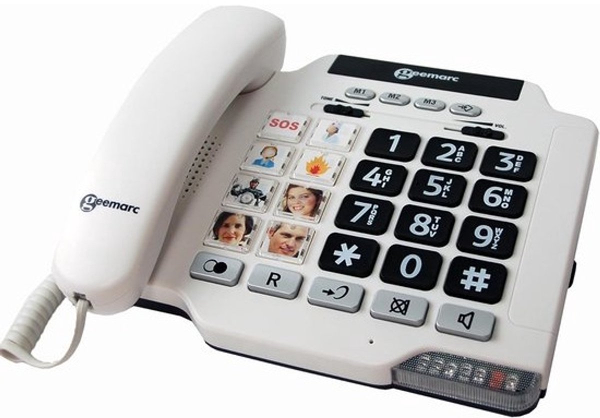 Vaste Telefoon - Senioren Telefoon - Duidelijk Horen - Foto Snelkeuzetoetsen - 20 x 10 x 24 cm - Wit