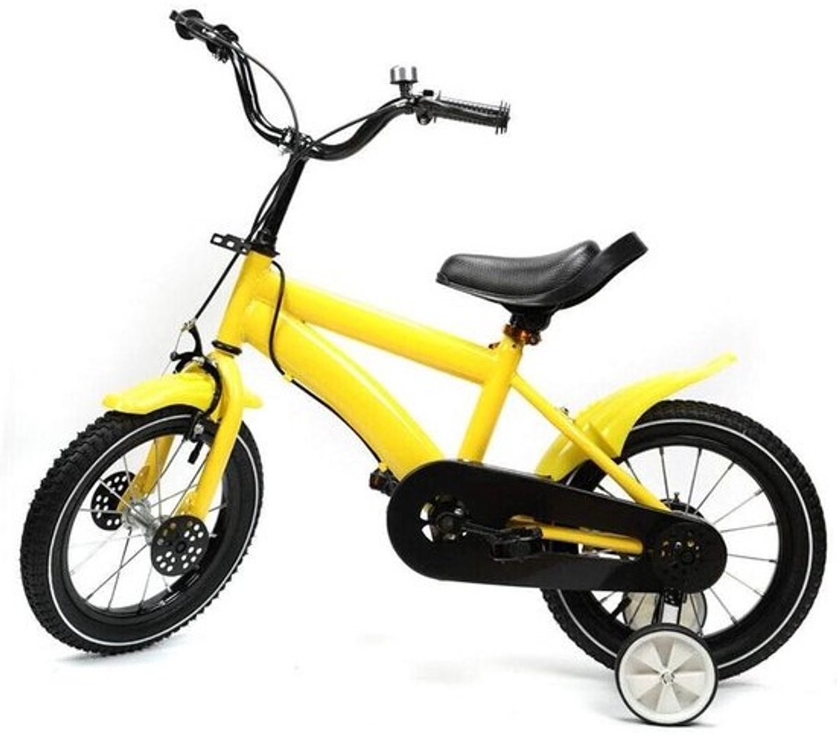 Kinderfiets - Jongens Meisjesfiets - Leren Fietsen - Carbon Stalen Frame - 14 Inch - Geel
