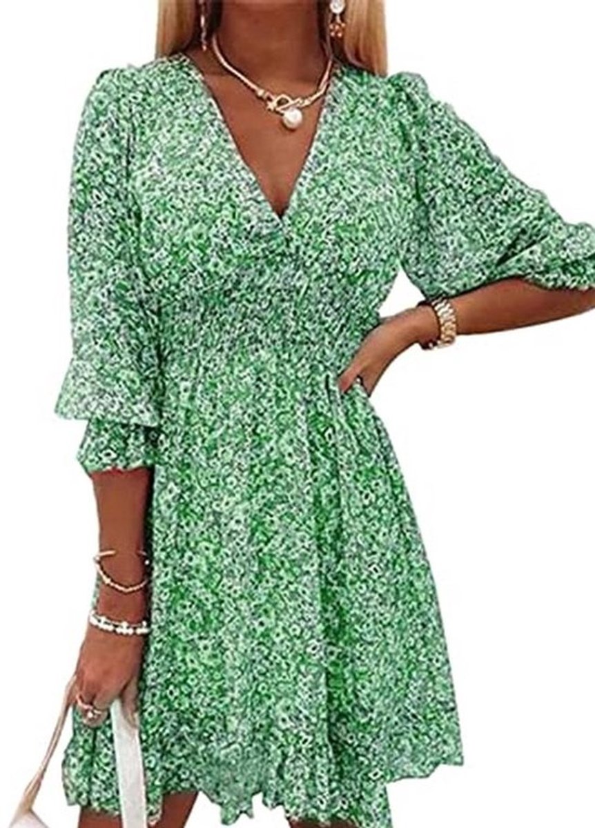 Boho Korte Bloemenjurk voor Dames - Casual Chic Zomerjurk voor Avond, Strand en Vakantie