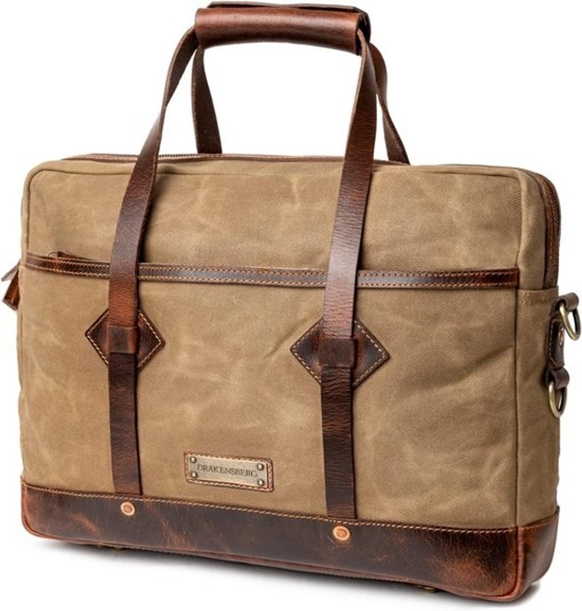 Waterafstotende Aktetas voor Heren van Gewaxt Canvas met Leer - Ideale Laptoptas voor Reizen - 10L