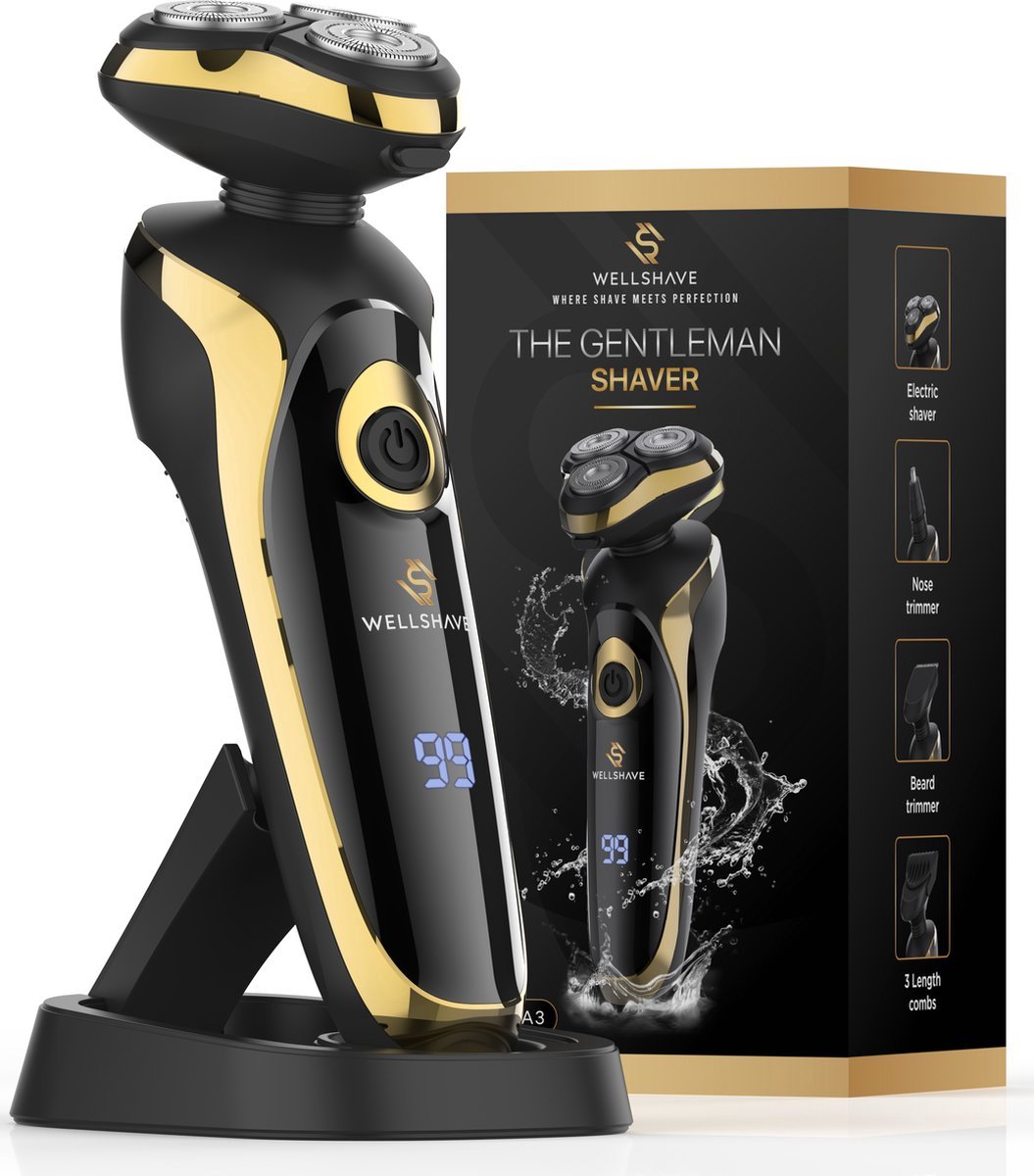 Wellshave 4-in-1 Scheerapparaat Elite + Extra Scheerkop - Scheerapparaat Mannen - Met Trimmer en Neustrimmer - Elektrische scheerapparaat - Scheren - Baardtrimmer
