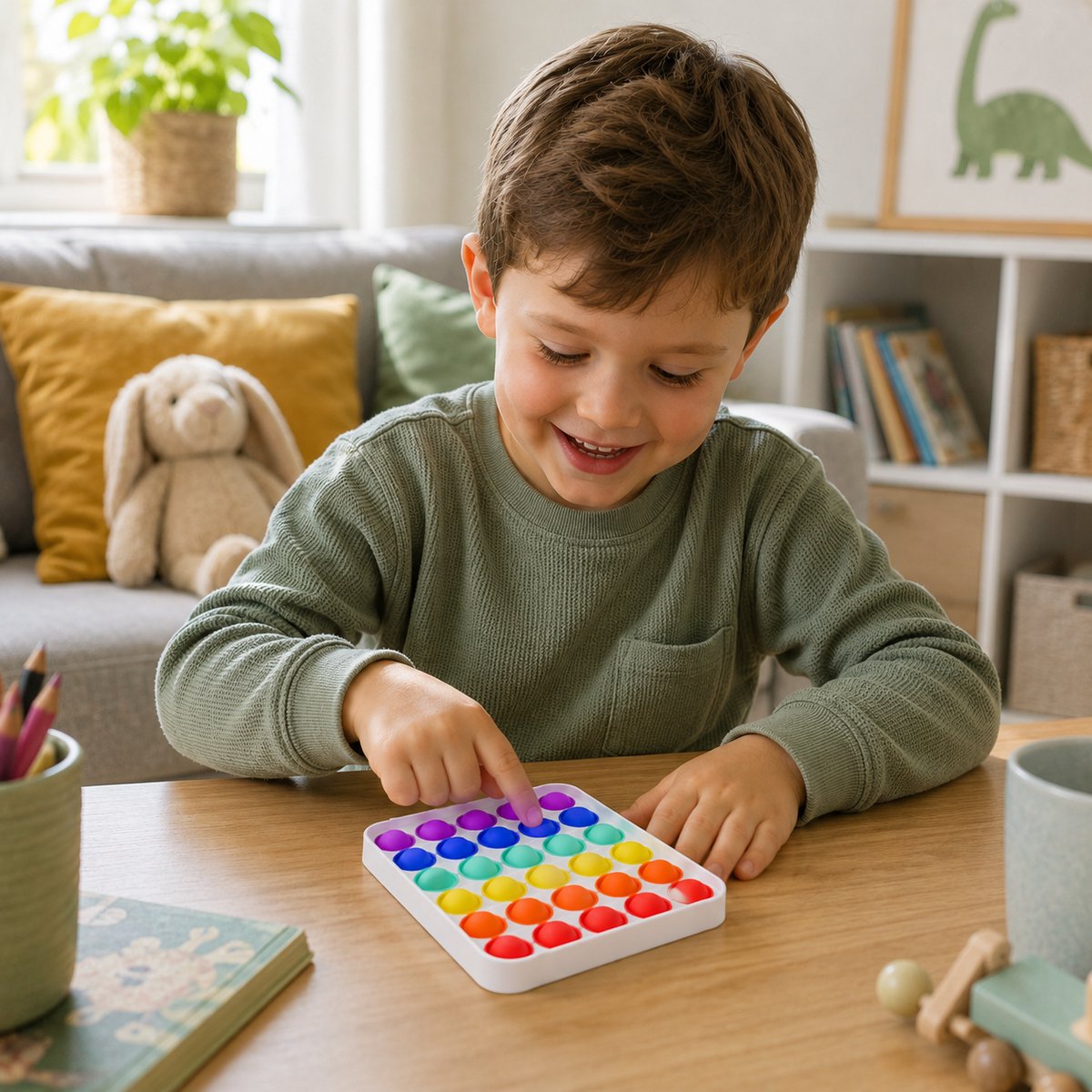 Pop it deluxe vierkant - Fidget toy - Regenboog - Stressverlagend speelgoed voor kinderen — cadeau in Spellen & Speelgoed - foto 6