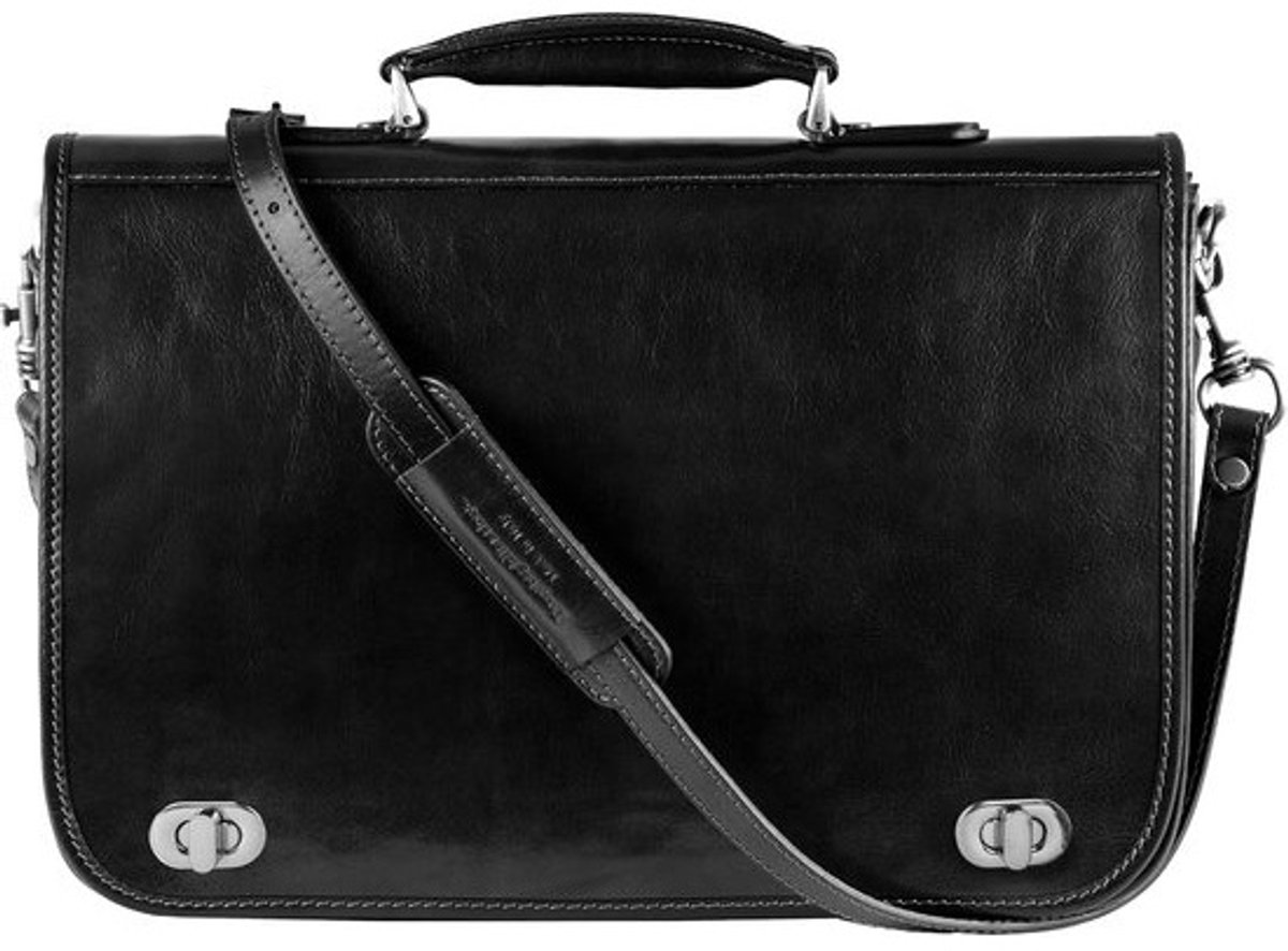 Leren Schoudertas voor Laptop tot 17" - Handgemaakt in Italiaans Leer