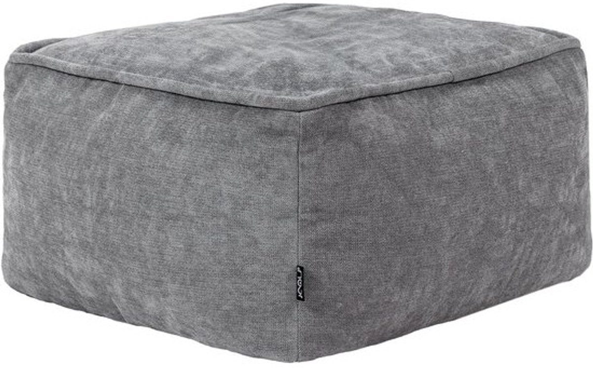 Zitzak Poef - Voetenbank Hocker - Ontspannen Zitten - Zacht Chenille Materiaal - 40x40x24 cm - Grijs