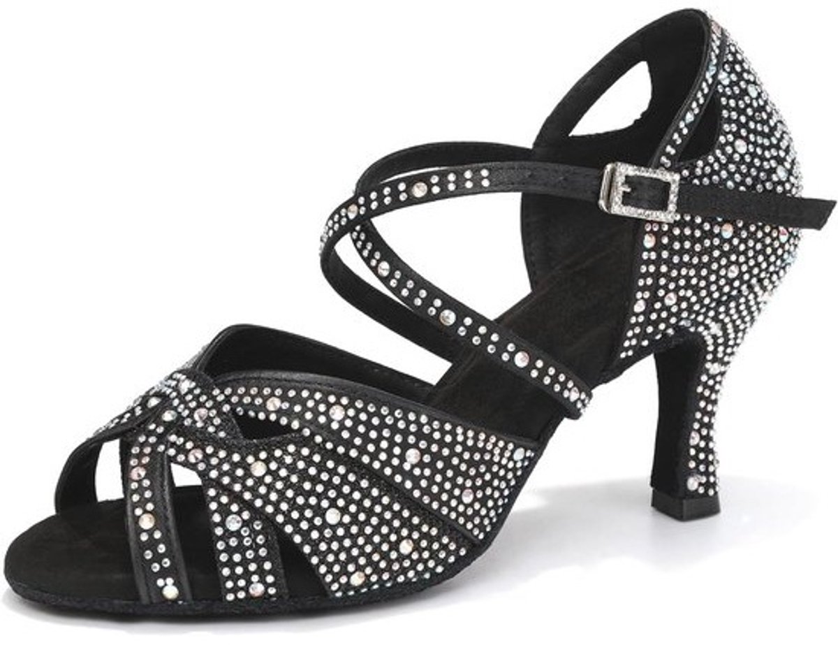 Elegante Open Teen Dansschoenen voor Dames - Perfect voor Salsa, Bachata en Tango - 7.5cm Hakhoogte