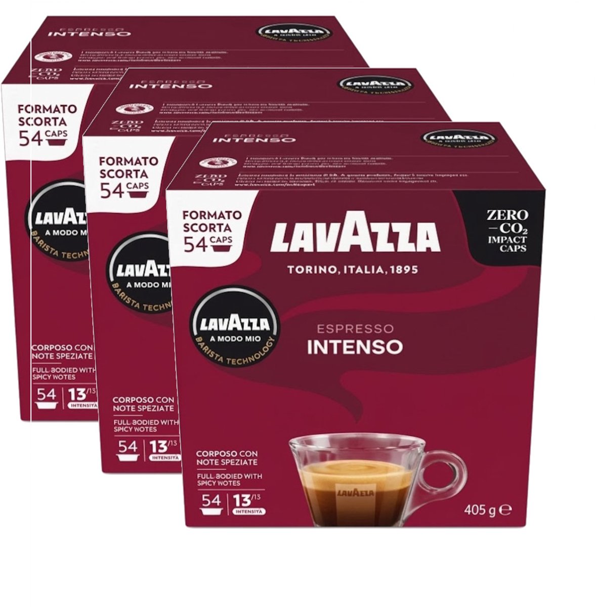 Lavazza Espresso Intenso - Multipack - 162 (3x54) Koffiecups Compatibel met Lavazza A Modo Mio