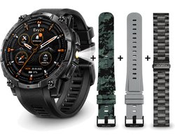 Evy24 GPS Smartwatch Amoled Pro - Sporthorloge Heren & Dames - Zelfstandige GPS/GNSS - Waterdicht - Belfunctie - Zaklamp - Kompas - Hoogtemeter - Barometer - 100+ Sportmodi - Outdoor - Zwart