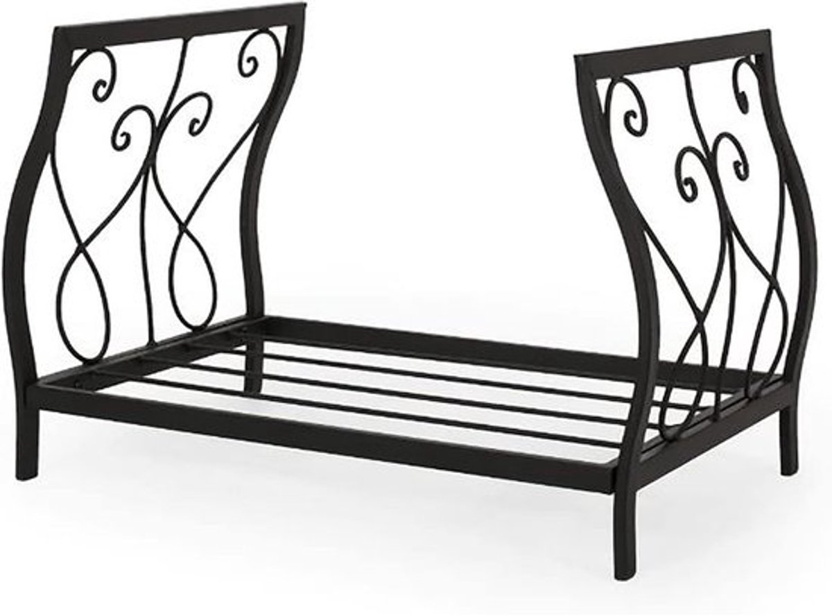 Houthaard Rek - Houtopslag Box - Haardhout Opslag - Ruimtebesparend Ontwerp - 38x57x38 cm - Zwart