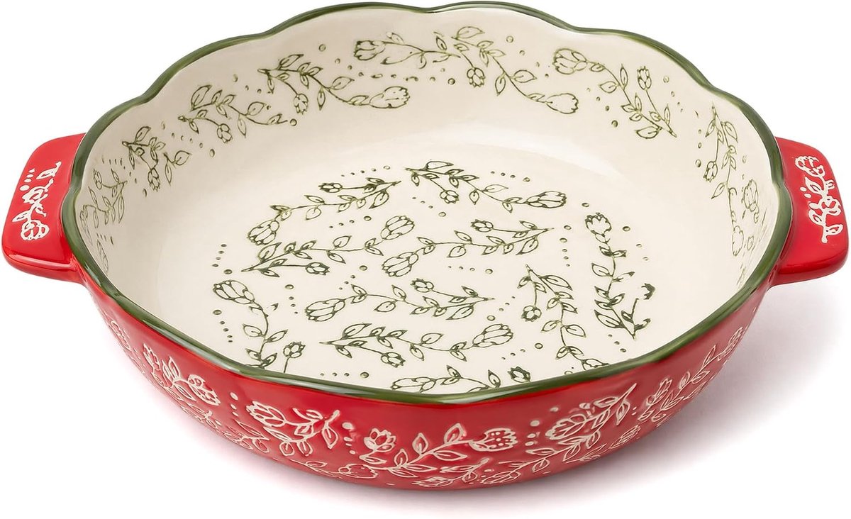 Ronde Ovenschotel, Keramische Ovenschotel, Kleine Ovenschotel 20 cm, Bakschaal Ovenschaal met Keramische Handvatten, Kleine Oven voor Lasagne, Tiramisu, Bakschaal