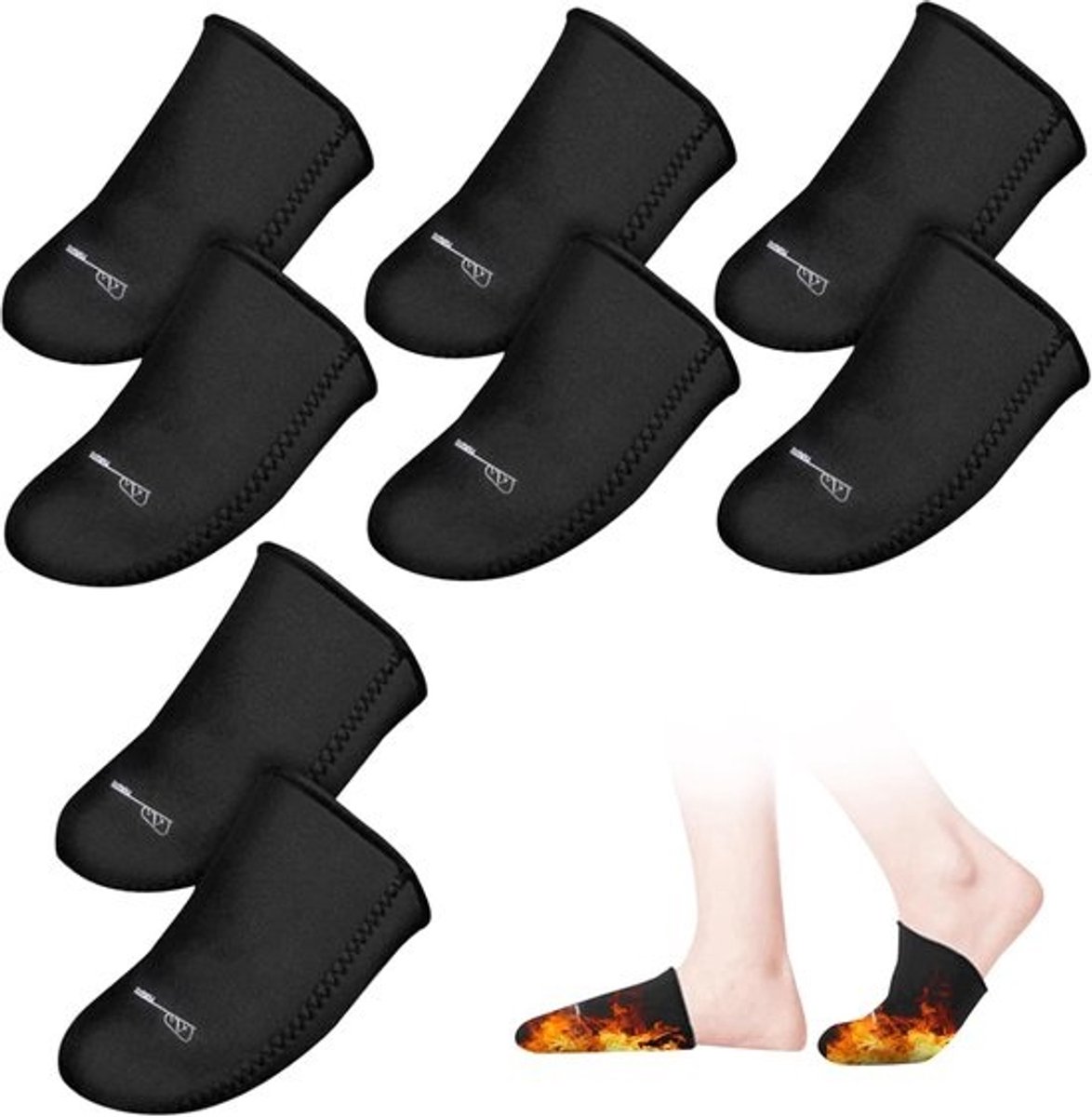 Neopreen Teenbeschermers - Voetwarmers - Buitenactiviteiten - 4 Paar Inclusief - One Size - Zwart