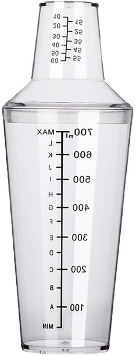 Cocktailshaker Kunststof - Mixbeker Bar - Drankjes Mengen - Onbreekbaar PC Materiaal - 700 ml - Transparant