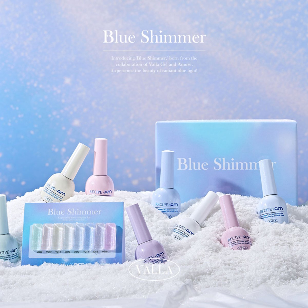 VALLA Blue Shimmer Collection 8pcs/set