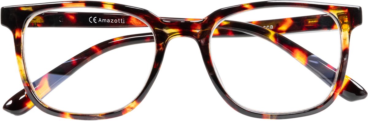Amazotti Lucca Leesbril +3.00 – Blauwlicht filter & Computerbril - Trendy montuur – Italiaans Design – PC frame – Dames & Heren – Bruin