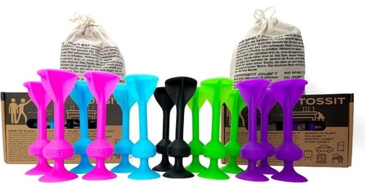Werpspel Zuignap - Vloerspel Dart - Binnen Buiten Spelen - Hecht Op Oppervlakken - 30x12.5x9.5 cm - Roze Blauw Paars Groen