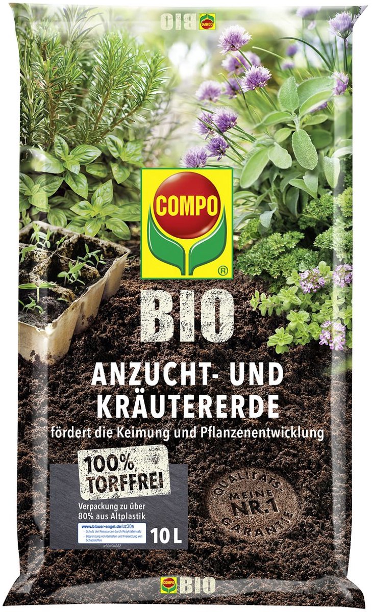 COMPO Bio Kweek- en Kruidengrond Veenvrij - 10 Liter