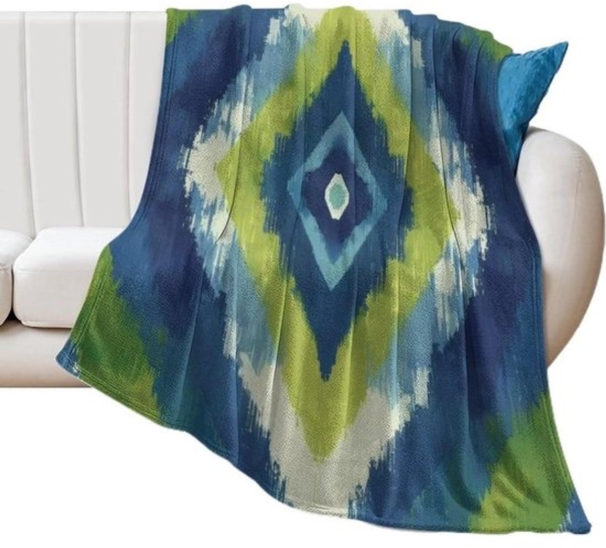 Geometrische Plaid - Fleece Deken - Bank Ontspannen - Super Zacht - 76x102 cm - Blauw Groen