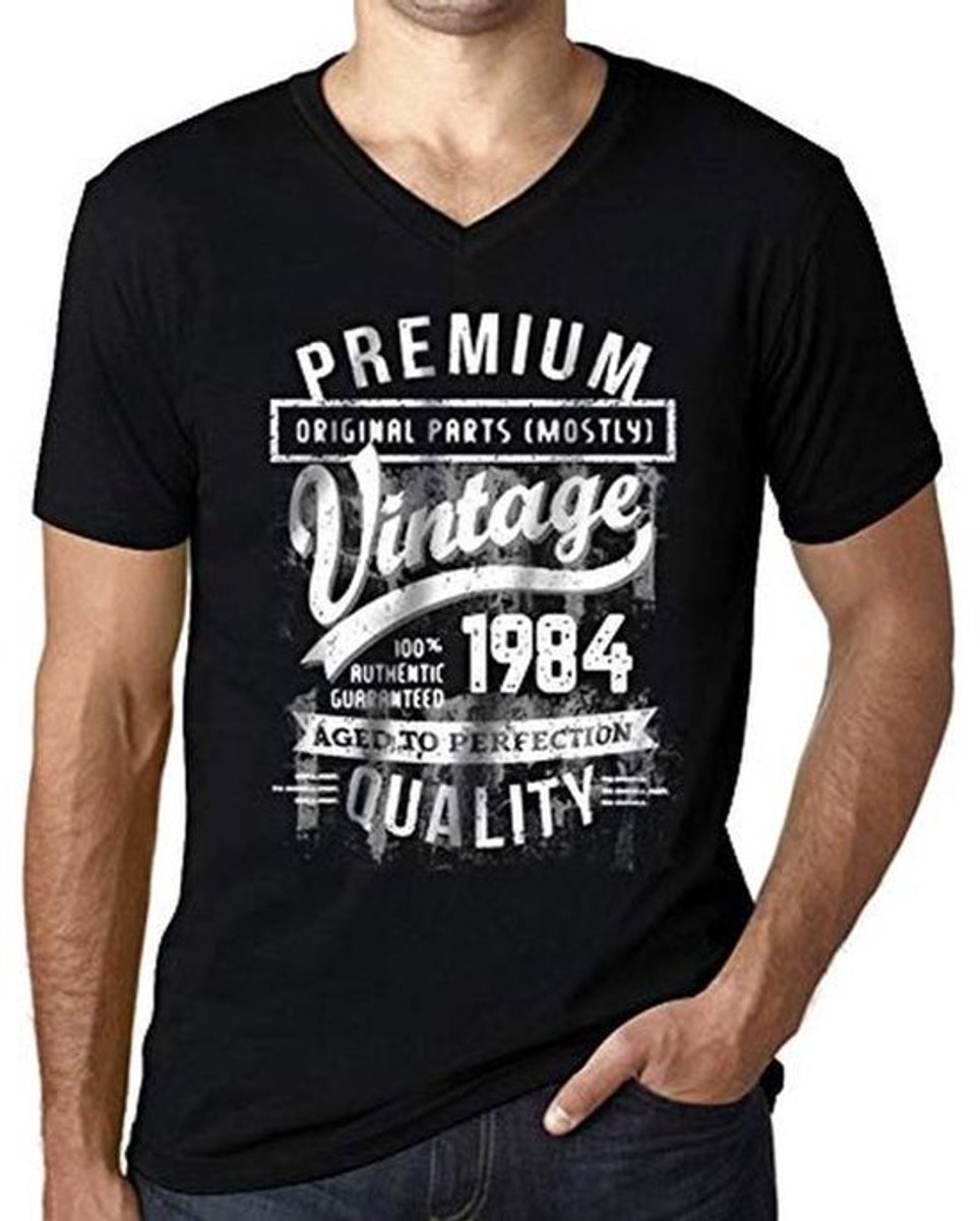 Vintage V-Hals T-Shirt voor Mannen - Cadeau voor 40e Verjaardag - Aged to Perfection 1984