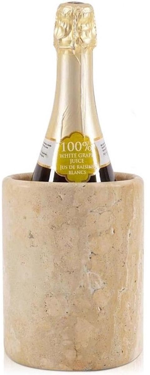 Handgemaakte Travertijn Marmeren Wijnkoeler - 6,5 Inch Flessenkoeler voor Wijn en Champagne