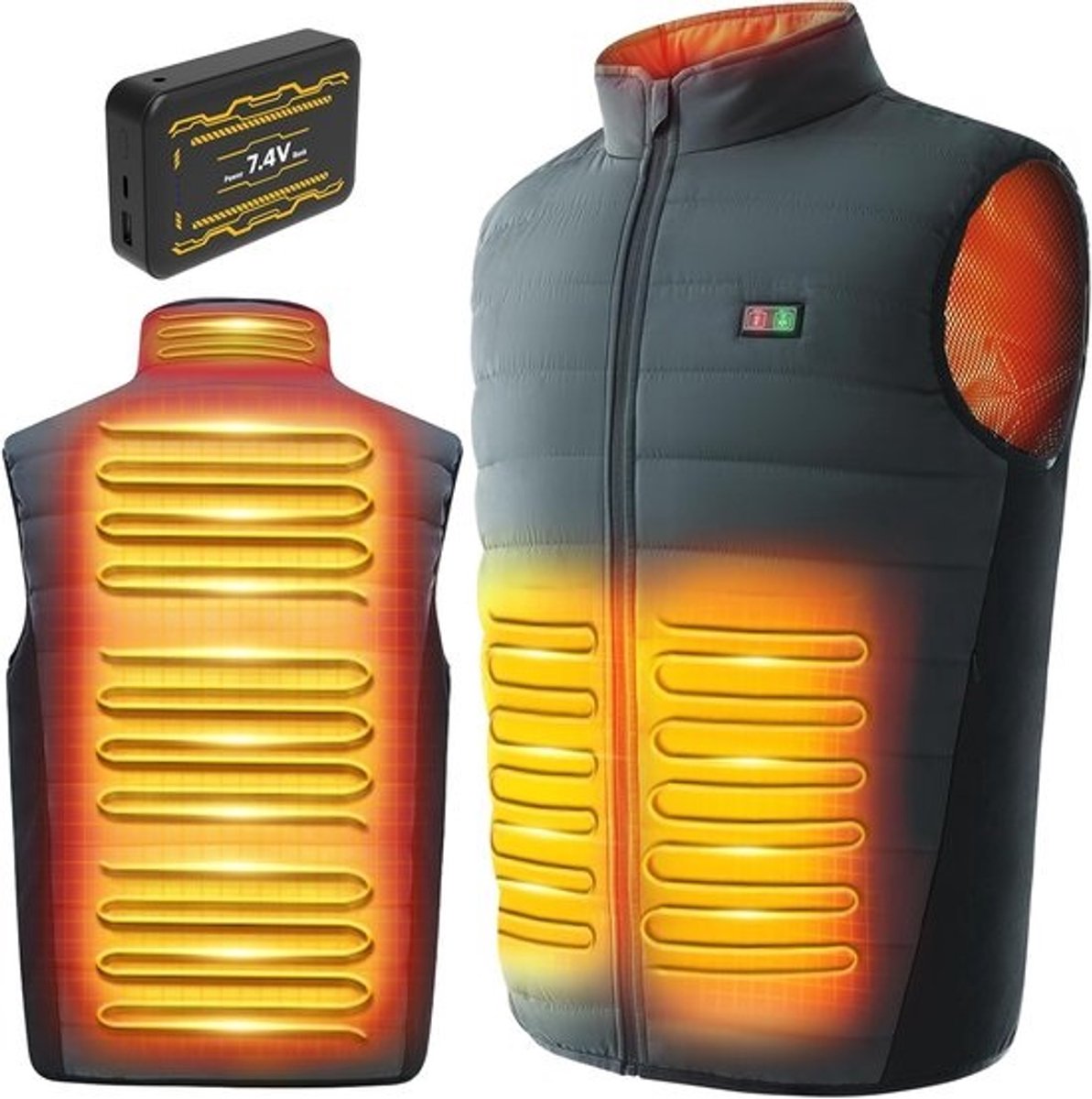 Verwarmd Vest voor Heren en Dames met Powerbank | USB Verwarmde Jas met 3 Niveaus en 6 Verwarmingszones
