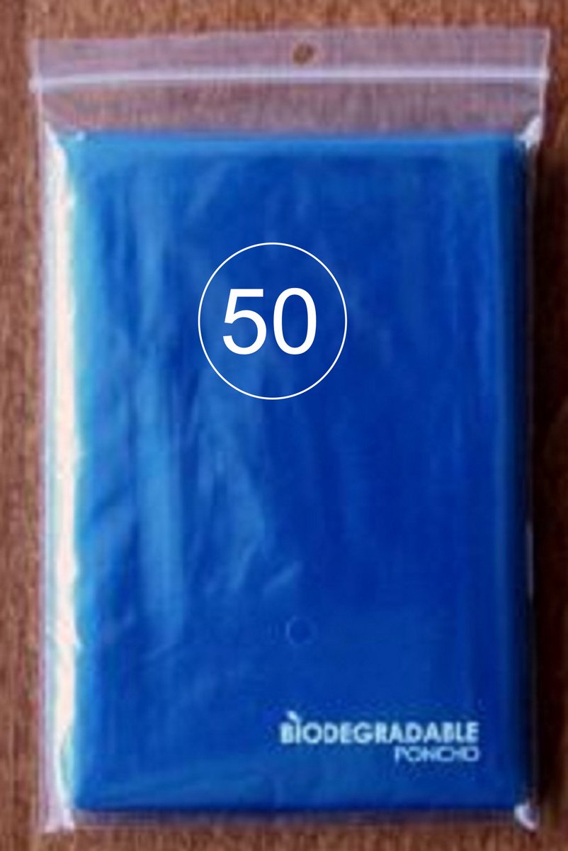 Eizook 50 stuks wegwerp poncho transparant Blauw | Regen | Festival | wandelen | evenement