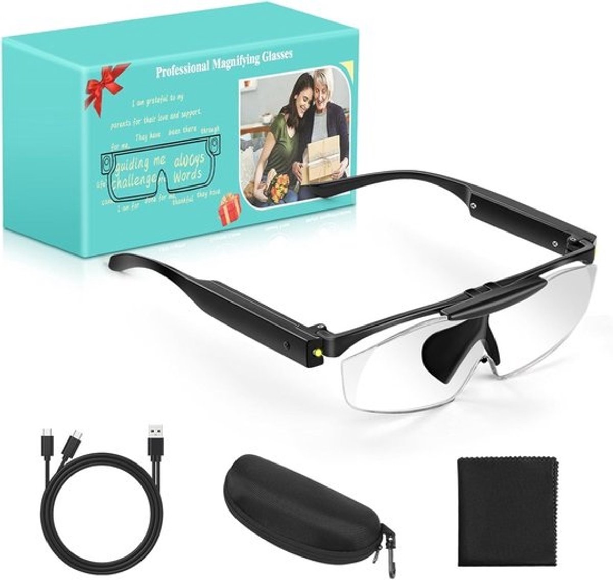 200% LED Head Magnifier - Oplaadbare LED Verlichte Vergrootglas - Handsfree Lezen Voor Senioren - Hobby's - Dichtbij Gebruik