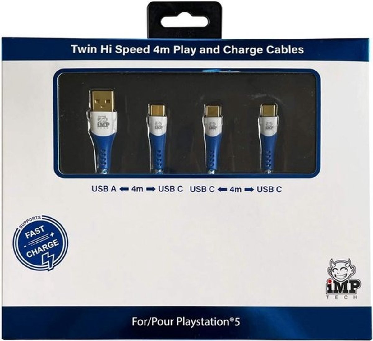 Oplaadkabel Set voor PS5 DualSense Controllers, 2 stuks 4 meter