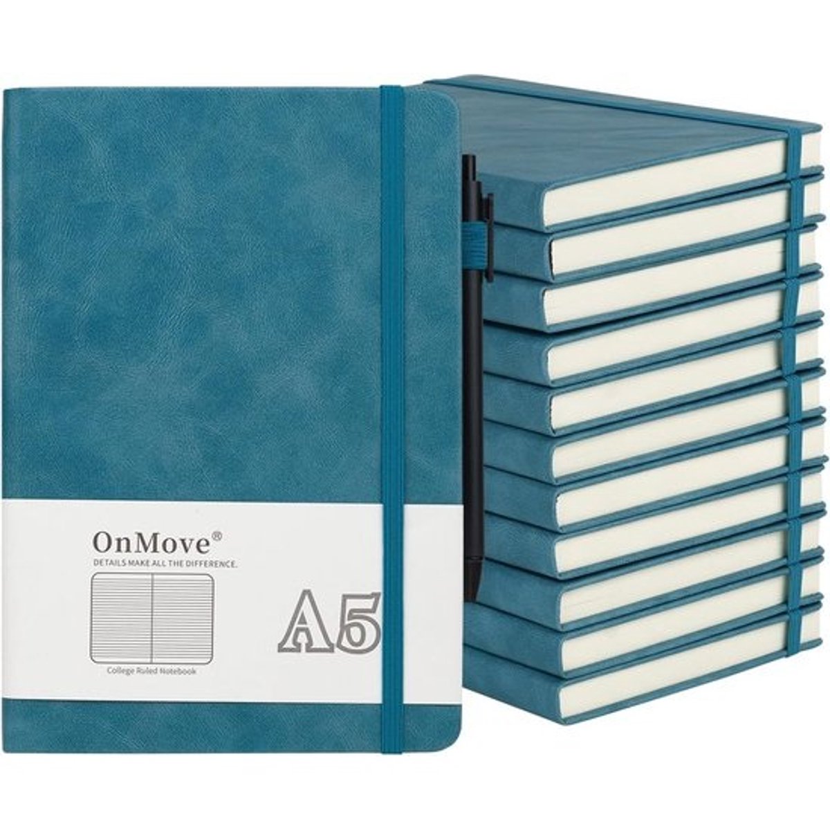 Notitieboekjes Set van 12 A5 Linnen Hardcover met Pennenhouder Dik Papier voor School Werk
