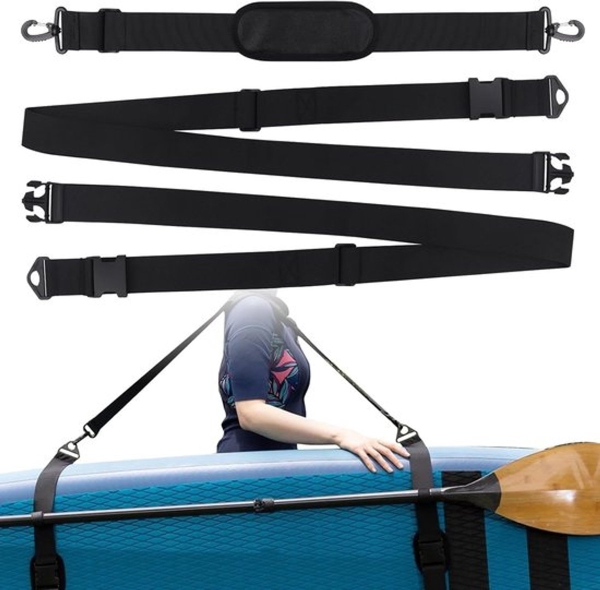 Verstelbare Draagriem voor Surfplank, SUP en Kajak - Universele Schouderband