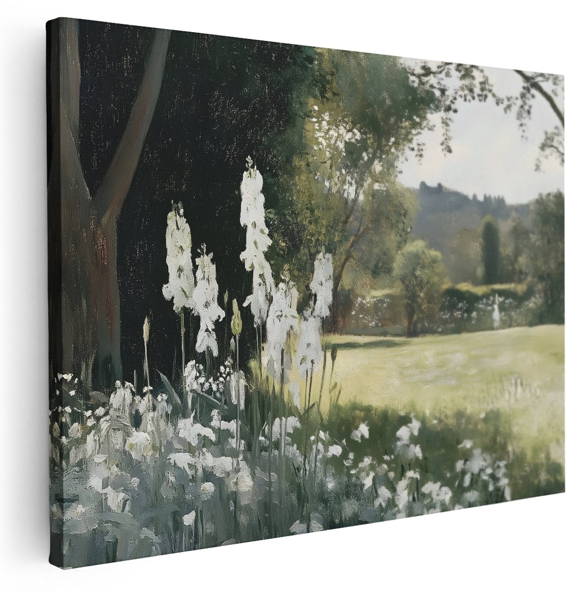 Artaza Canvas Schilderij Bloemenveld - 160x120 cm - Groot - Wanddecoratie Landschap - Muurdecoratie Natuur - Schilderijen Op Canvas