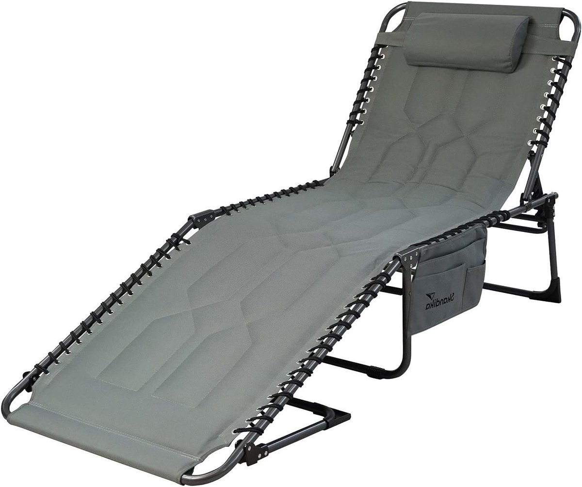 Opklapbare Ligstoel - Tuinstoel Relax - Zonnen Ontspannen - 5-voudig Verstelbaar - 190x70cm - Grijs