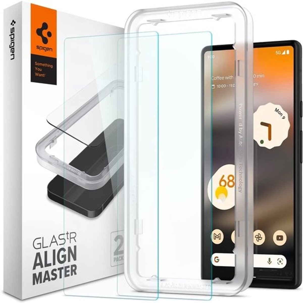 2x Gehard Glas Screenprotector voor Google Pixel 6a met Montageframe