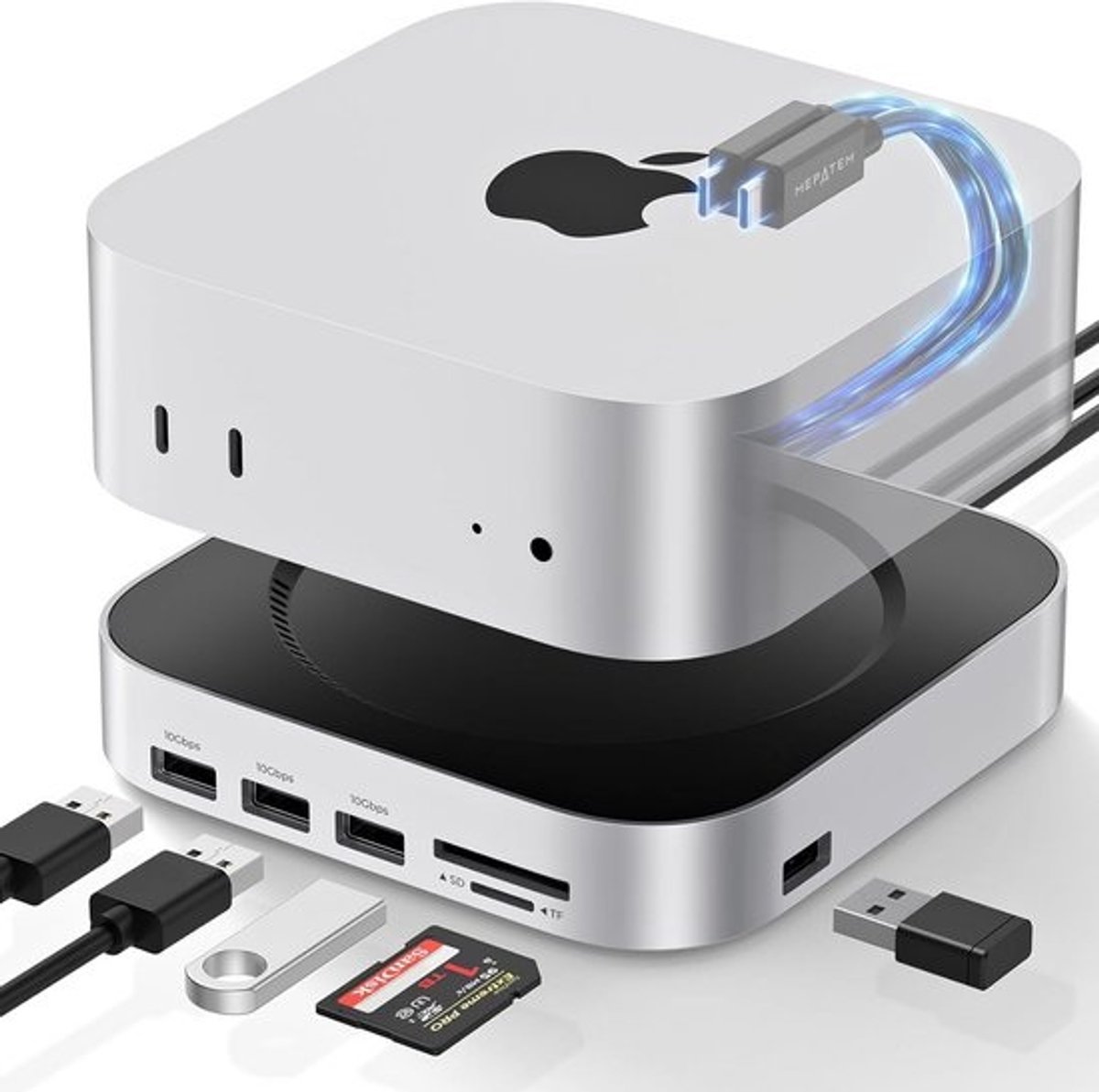 Image of 10-in-1 Dockingstation voor Mac mini M4 Uitbreiding met NVMe SSD Slot en Snelle USB Poorten