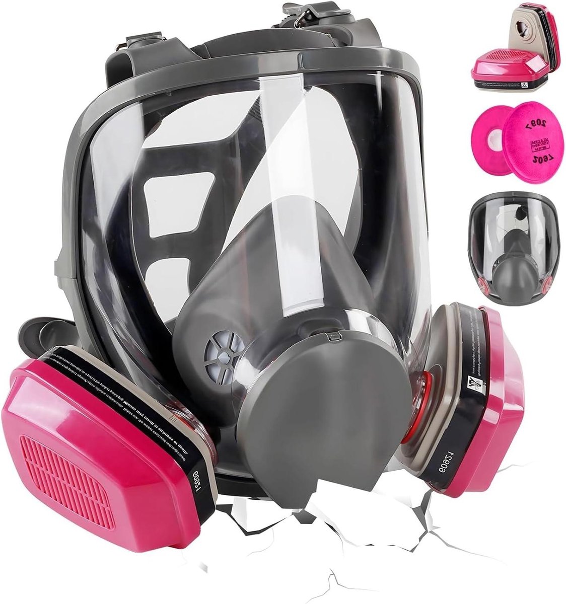 Volgelaatsmasker - Herbruikbaar gasmasker - Adembescherming Werk - Dubbele filtratie - 21 x 15 cm - Grijs