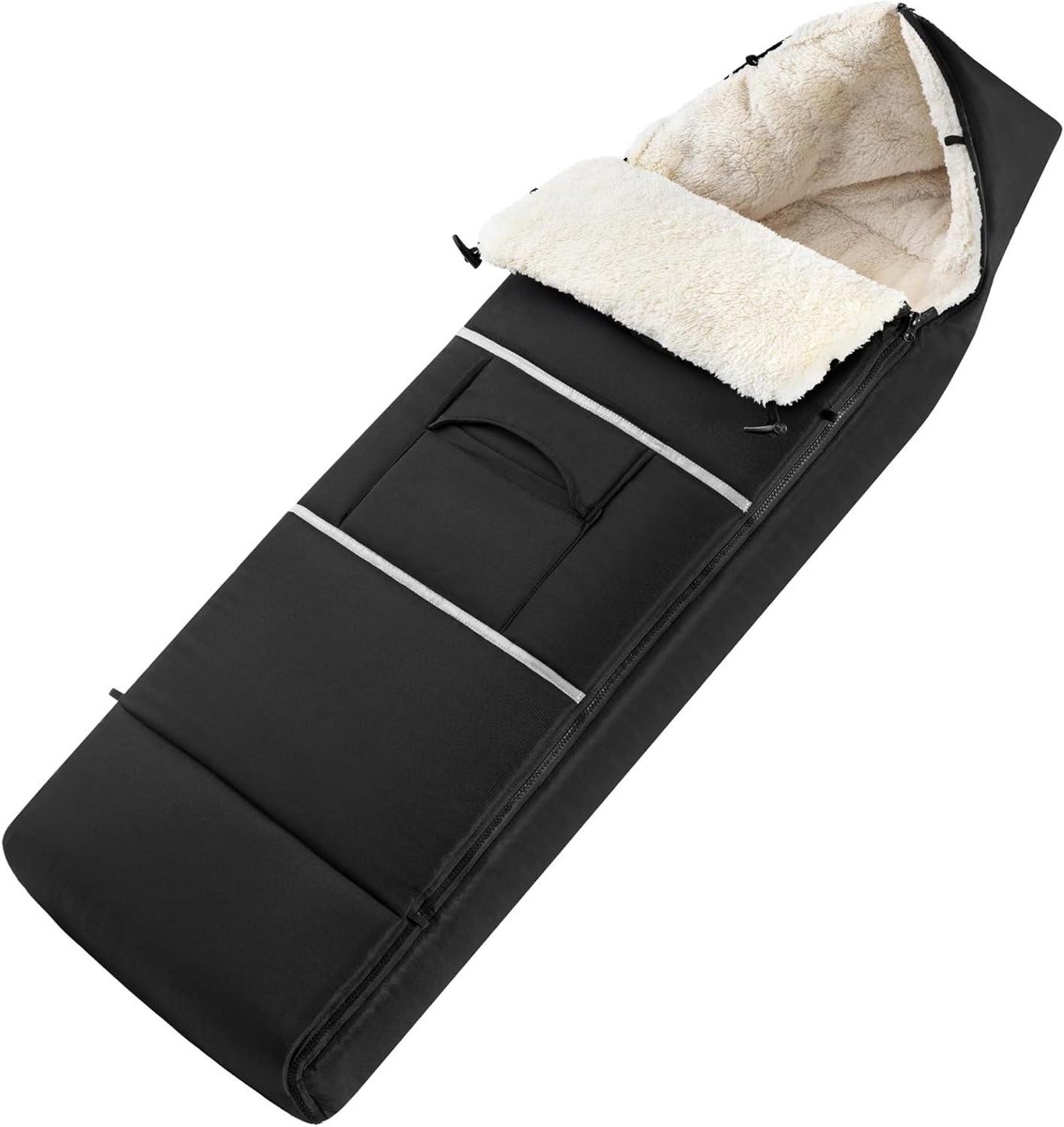 Waterdichte Voetenzak - Winterzak Kinderwagen - Baby Warm Houden - Geschikt voor 3/5-puntsgordels - XL 117 cm - Zwart