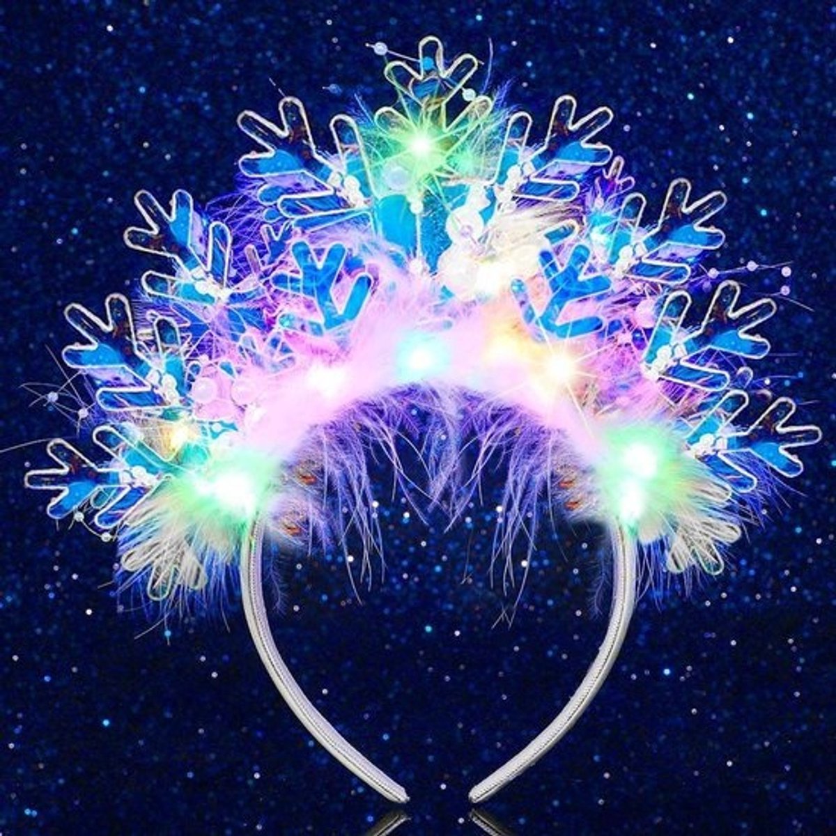 Feestelijke Kerst Haarband met LED Verlichting en Sneeuwvlok Decoratie
