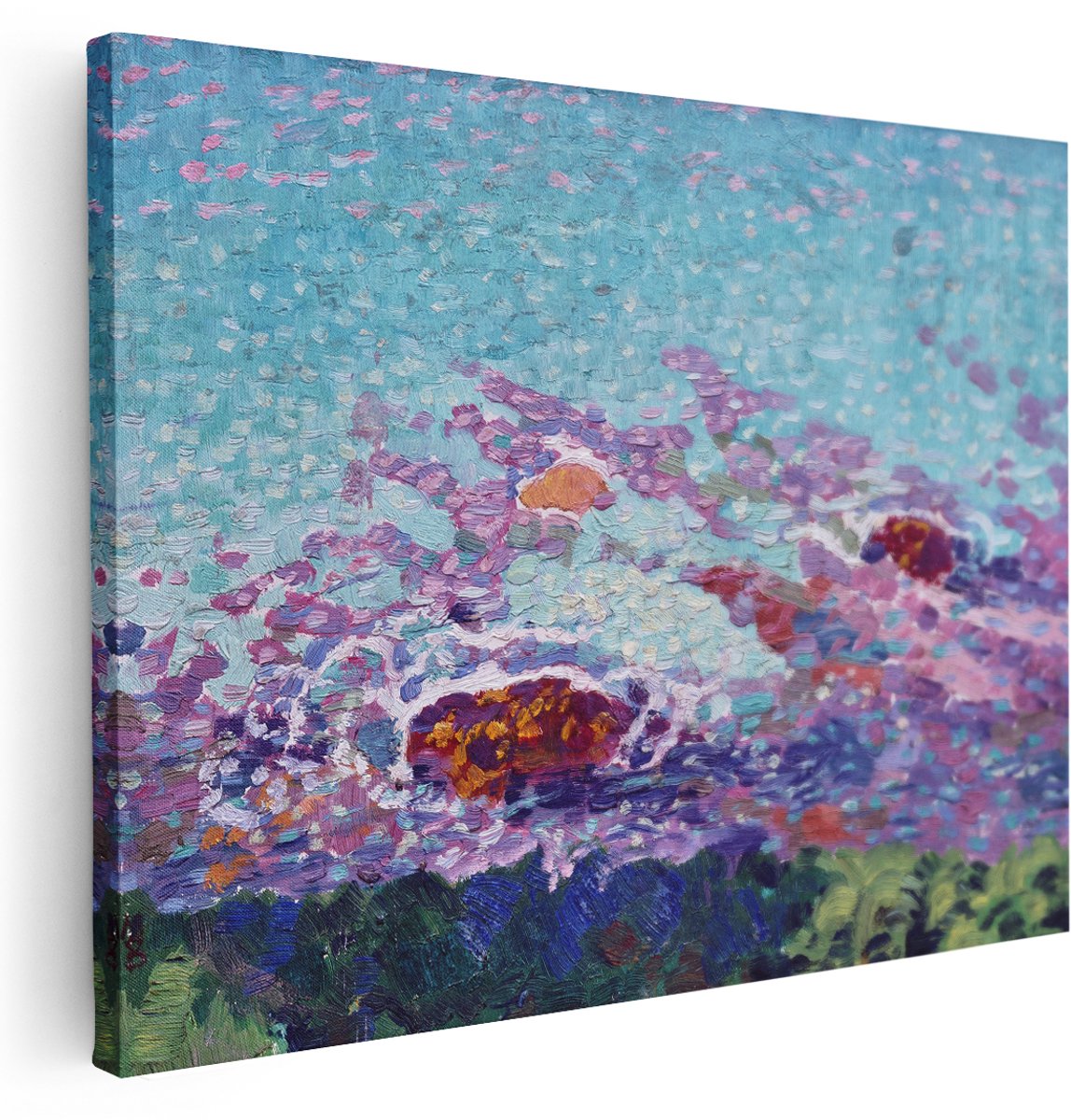 Artaza Canvas Schilderij Landschap - 160x120 cm - Groot - Wanddecoratie Zonsondergang - Muurdecoratie Kleurrijk Natuur - Decoratie Roze - Kamer Accessoires