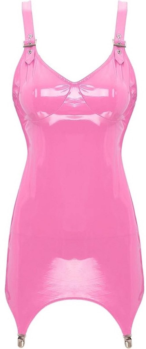 Sexy Lakleren Mini Jurk voor Dames met Kousenhouders - Nauwsluitend Clubwear