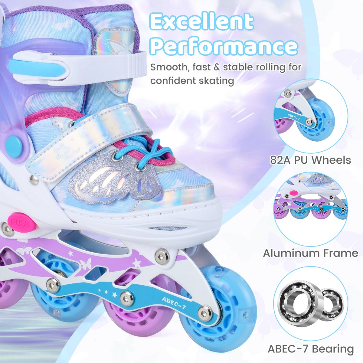 SureDeal® - Sportspeelgoed - Inliners - Kinderen Inline Skates - Verlichte Wielen Rolskates - Blauw - 35x11x28 cm
