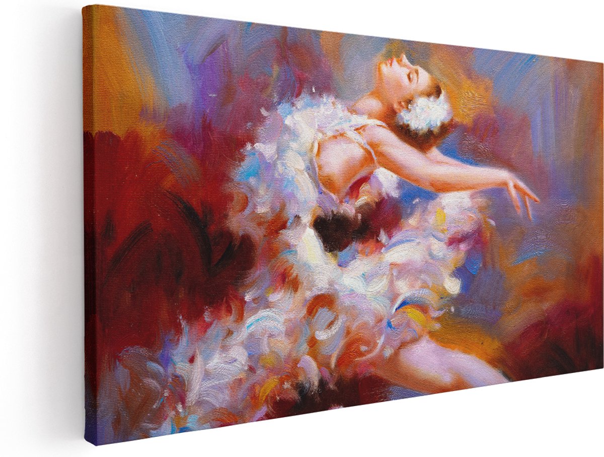 Artaza Canvas Schilderij Ballerina van Olieverf - Ballet - 180x90 cm - Groot - Wanddecoratie Woonkamer - Schilderijen - Muurdecoratie