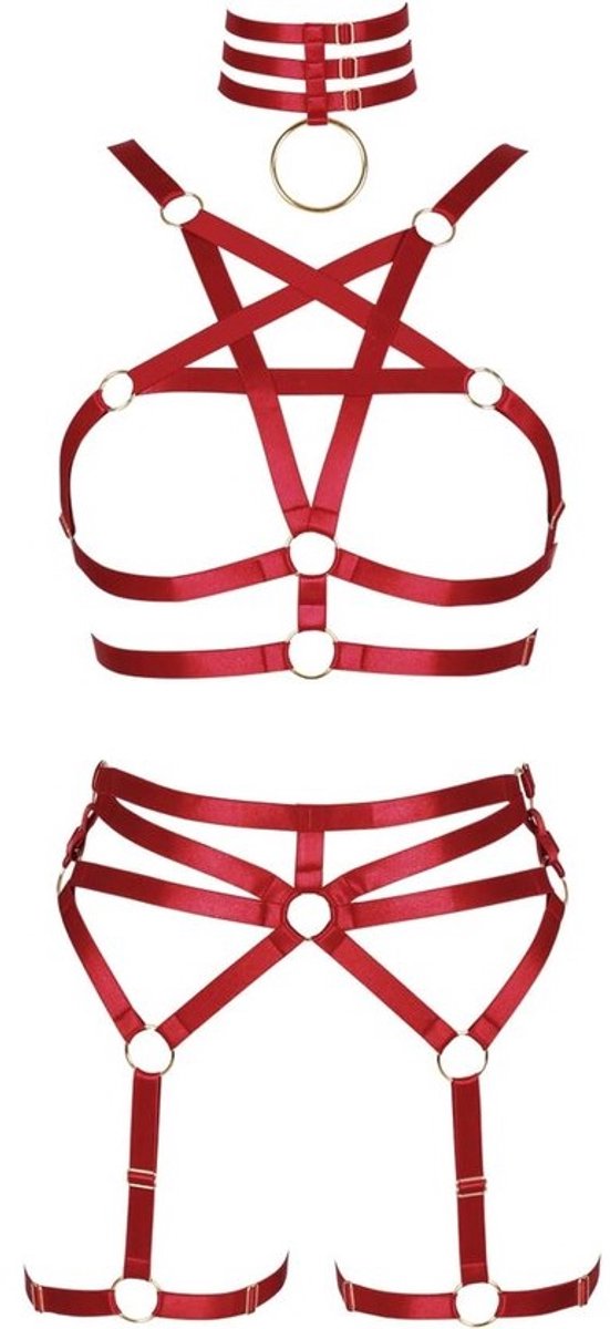 Elastisch Body Harnas Set met Kousenbanden - Gothic, Punk & Carnaval Accessoire