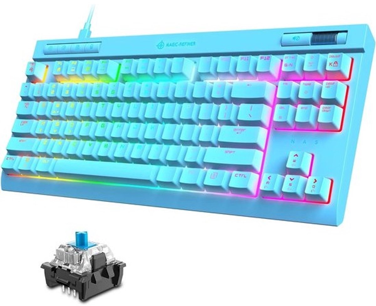 TKL Mechanisch Gaming Toetsenbord met 87 Toetsen en Blauwe Schakelaars
