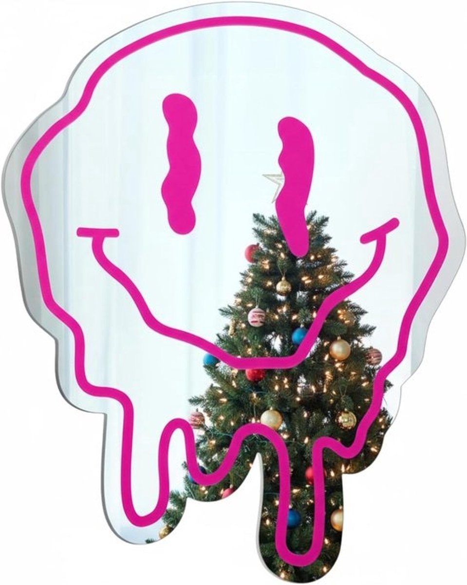 Esthetische Wandspiegel Roze Glimlach Acryl Decoratie voor Tiener Kamer