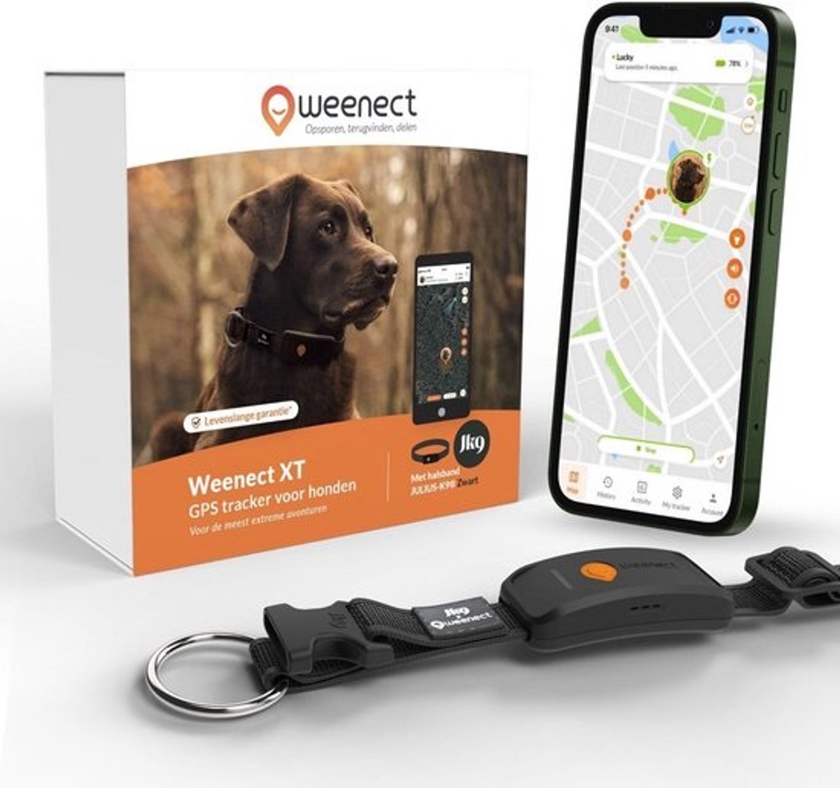GPS Tracker voor Honden XXL Waterdicht en Ultra-Duurzaam met Geïntegreerde Halsband